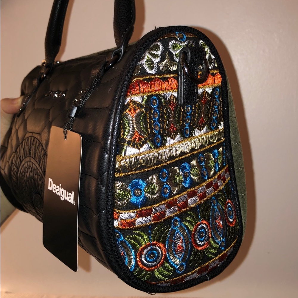 DeSigual black leather and embroidered purse